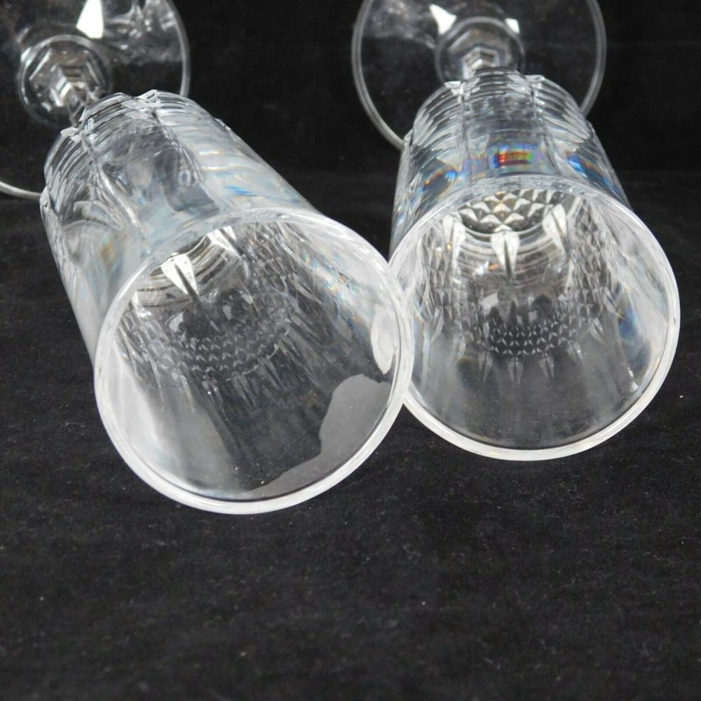 Set of 2 Cut Crystal Champagne Flutes 8.5 in tall Hexagonal Stem Brilliant Cut - Picture 5 of 9